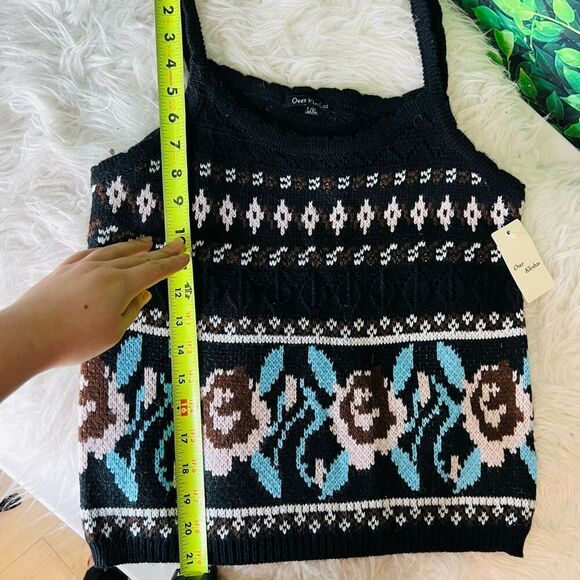 Vintage style / crotchet style black floral boho casual tank top L/ XL - Picture 4 of 9